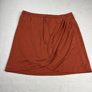 Lou & Grey LOFT Tulip Wrap Skirt Orange Short Casual Drawstring Stretch MEDIUM
